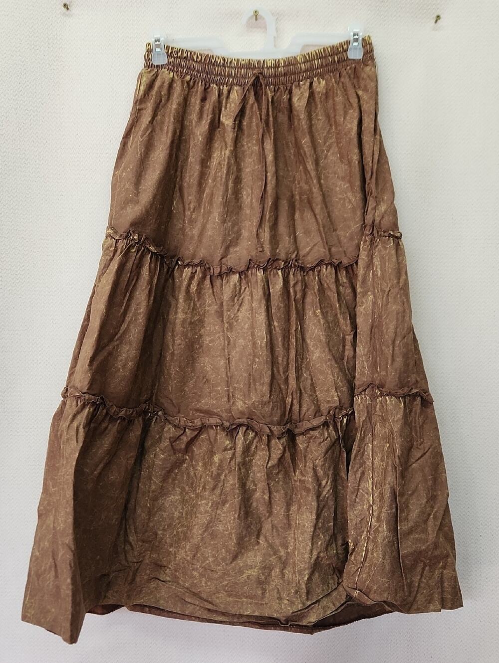 Zenana Outfitters Brown Tiered Maxi Skirt
